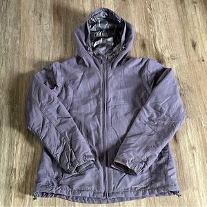 Eddie Bauer Jacket Womens Medium Purple Hooded Fleece Lined Coat Thermal N84